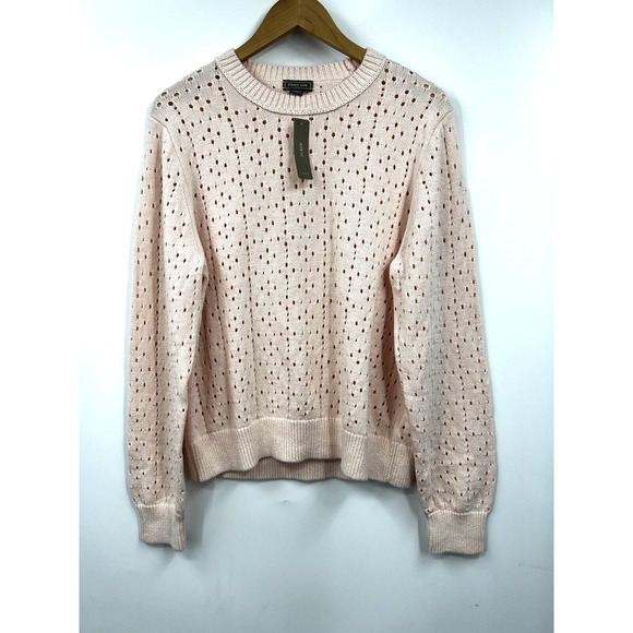 J. Crew Pointelle Point Sur Crewneck Sweater In Heather Pale Blush Pink XXL New - Picture 1 of 8